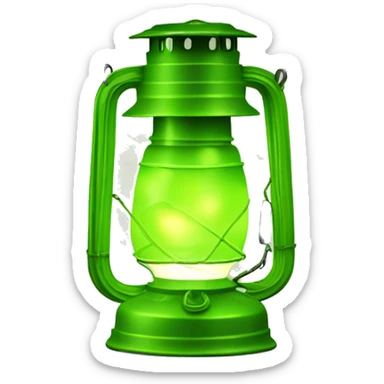 Realistic camping lime green lit camping lantern lisolated. sticker