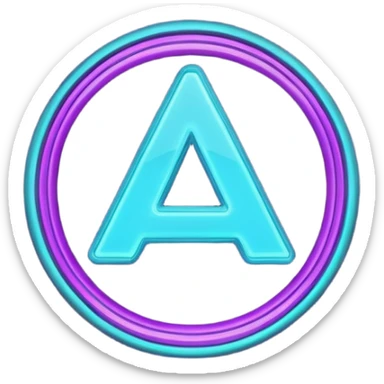 futuristic minimalistic emoji icon, letters "N" formed by 3 glowing digital lines representing Storm, Atom and NoizeGames, neon purple (#8B5CF6) and cyan (#00E0FF) on dark background, modern tech style, 1:1 aspect ratio sticker