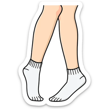 slender woman feet in white no-show socks with bottom view of soles sticker