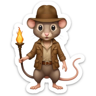🐀 full body rat wearing Indiana jones hat sticker