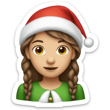 Christmas elf girl brown hair sticker