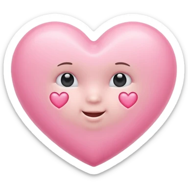 A baby pink heart shape in iOS emoji style, 3D icon, plastic texture, soft reflection, minimalist design. sticker