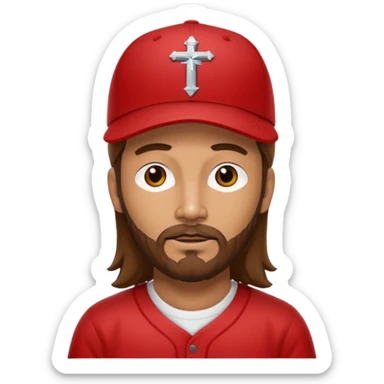 Jesus in a red MAGA baseball cap sticker