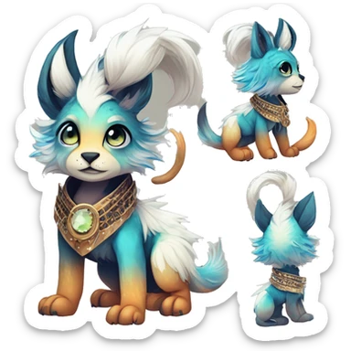 Cool cute Kawaii edgy fantasy animal sparkle fursona Fionbri creature by griffsnuff & LiLaiRa & Falvie full body sticker