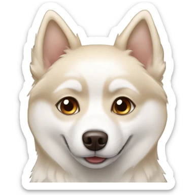 White and beige pomsky dog with brown eyes sticker