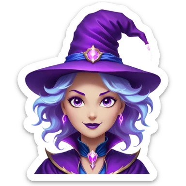 Cinematic Comical Anthropomorphic Thunderstorm Character Portrait Emoji, A personified storm cloud with a mischievous smirk, crackling with tiny sparks of lightning, wearing a flamboyant purple magician’s hat, slightly tilted for extra flair, bold and exaggerated facial expressions filled with electrifying confidence, deep stormy blues and purples swirling within its cloudy form, wide, expressive glowing eyes filled with playful trickery, highly detailed, soft glowing edges, dramatic yet whimsical, infused with an air of magical mischief, radiating an electrifying presence, striking yet hilarious, meme-worthy and instantly iconic! ⚡🎩 sticker