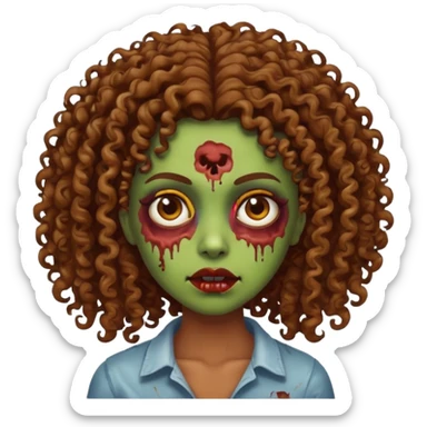 Faça um zumbi, com uma moça parda dos cabelos cacheados  sticker