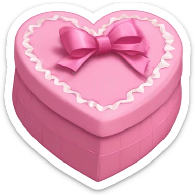 frilly pink heart-shaped box of chocolates with a bow sticker
