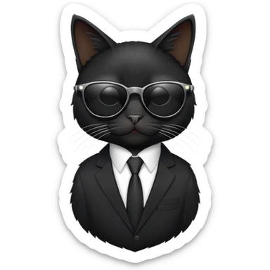 Black cat in a business black suit with sunglasses sticker