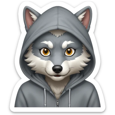 Wolf wearing a hoodie  sticker