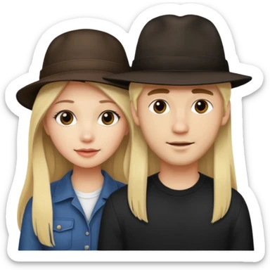 Ragazza bellissima bionda lunghi con fidanzato moro con cappello  sticker