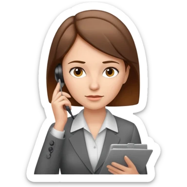 A female office worker who undertakes the work or tasks to respond to the customer's sales request, no headsets or telephones. Can you add a general office background to better set the context? sticker