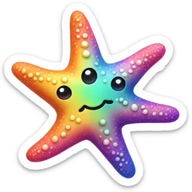 Two Deep Orange blue pink green yellow purple kawaii starfish  sticker