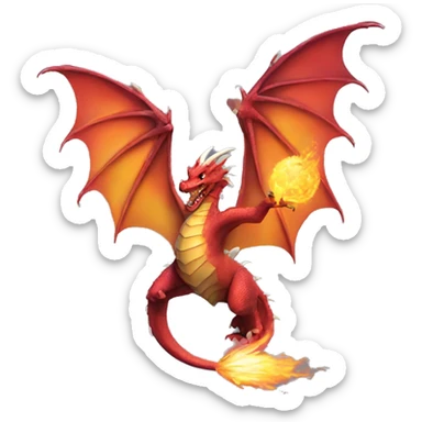 a dragon with colorful wings spitting a fireball sticker