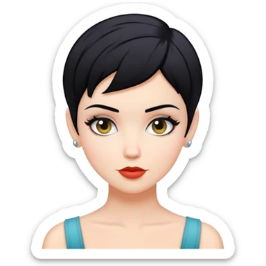 White woman with pixie black hair style sticker