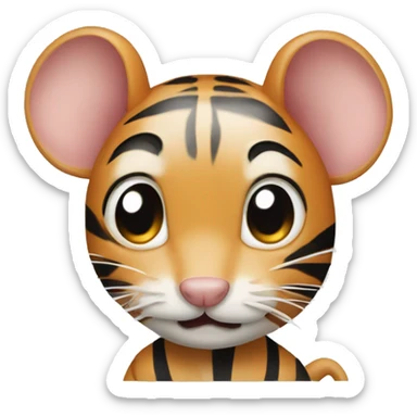 Mouse with human face and Tiger stripes sticker
