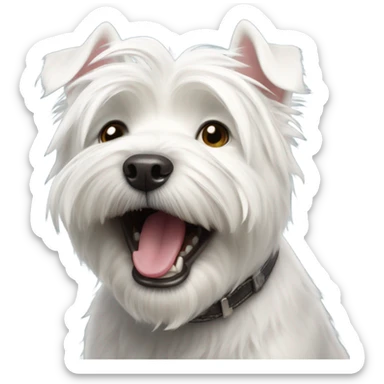 happy west highland white terrier with open mouth and tounge out sticker