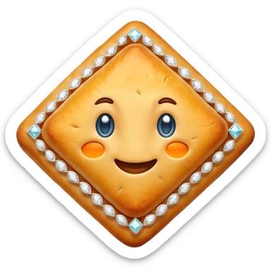 pastelito de batata, diamond-shaped, crispy edges, orange center, shiny glaze sticker