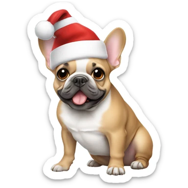 frenchie with santa hat sticker