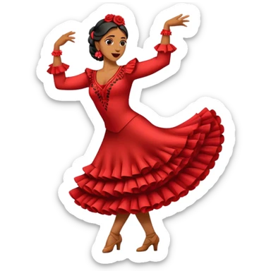 Cinematic Realistic Flamenco Pop Culture Emoji, featuring an expressive portrayal of traditional Spanish dance rendered with dynamic textures and passionate, vibrant lighting. sticker