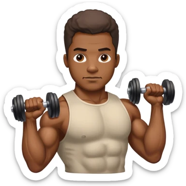 African-American man Arm curling dumbbell with veiny biceps sticker