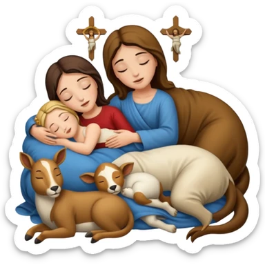 Marie Joseph Jesus et les animaux font tous dodo sticker