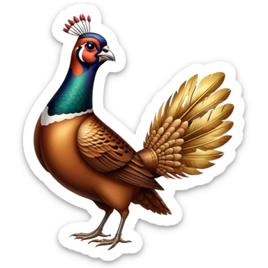 pheasant standing next to large number 1 sticker