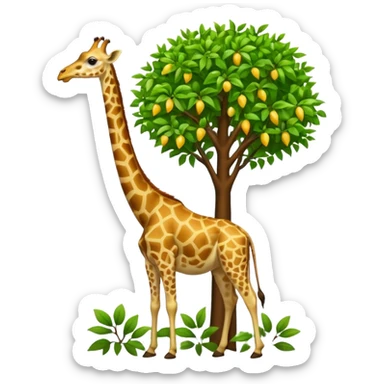giraffe eating leaves from a tree sticker