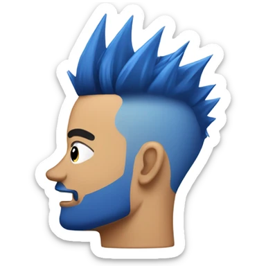 Man with blue spiked hair getting a fade haircut sticker