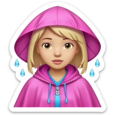 girl with pink rain poncho sticker