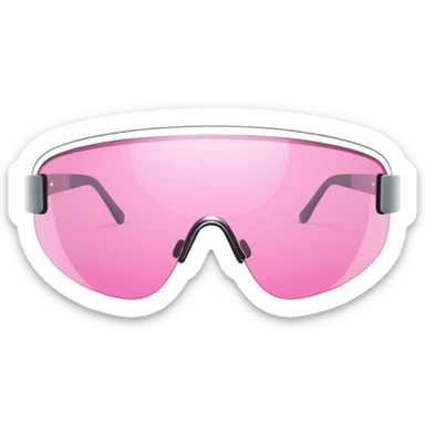 pink tinted shield visor glasses, frameless Y2K style, one continuous lens, minimalist design sticker