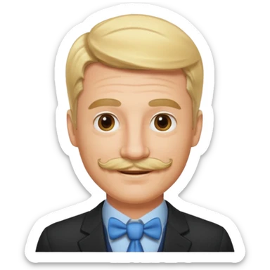 emoji of a 30-year-old man, mature appearance, gentleman features, blond hair, mustache, smiling sticker