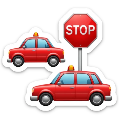 Car with a stop sign on the top sticker