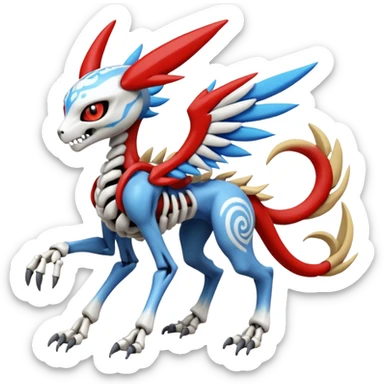 Digitigrade Cool Badass Skeletal Meloetta-Wargreymon-Renamon-Guilmon-Pokémon-Digimon-Fakémon-fusion-hybrid-creature sticker