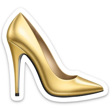 A pair of high heel shoes emoji made of polished silver chrome, elegant sharp silhouette, smooth metallic surface, glossy reflections, luxury sexy vibe, minimalistic iOS emoji style, centered, clean white background sticker