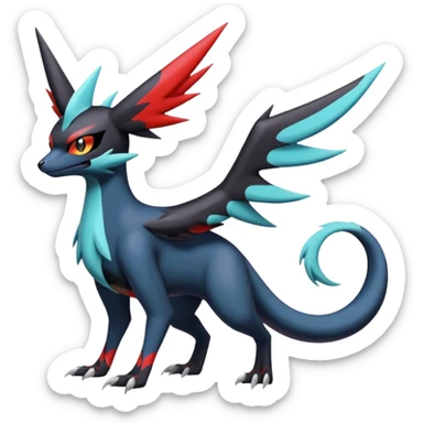 Spooky Evil Shiny Colorful Edgy Badass Cool Nargacuga-Latias-Umbreon-Noibat-Noivern-Silvally-Pokémon-Fakémon-fusion (full body) sticker