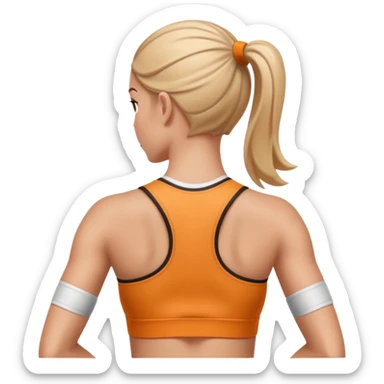 sporty woman cartoon emoji style without cloths back view sticker