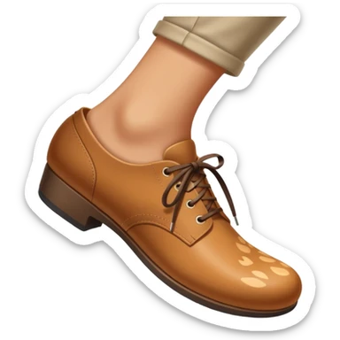 a shoe with a foot inside, stepping and showing a clear shoe print below. and leg







 sticker