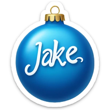 blue ornament with the name jake on it in cursive  sticker