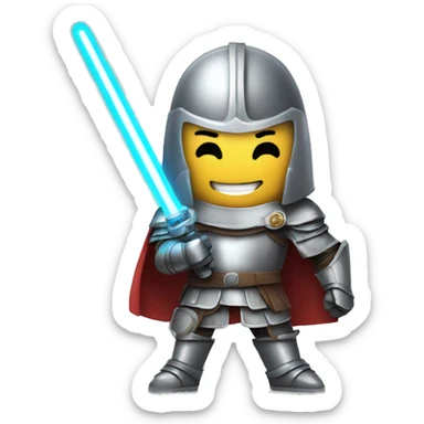 happy knight with a lightsaber sticker