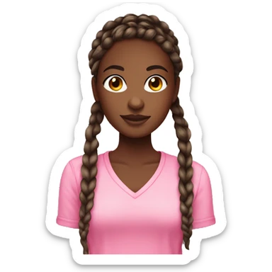 medium dark skin pretty girl with knotless braids and pink shirt sticker
