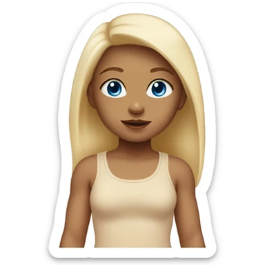 baby girl with blue eyes blonde in beige bodysuit  sticker