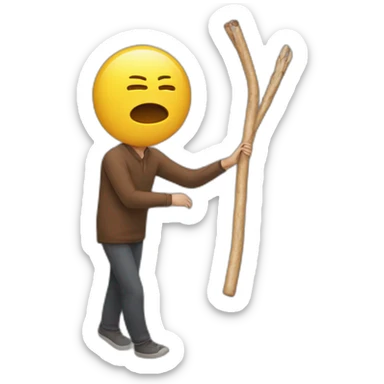 A stick hits a man in the head sticker