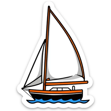 sailboat hull with rudder but no sails attached sticker