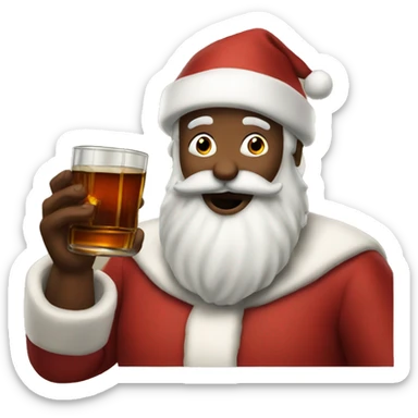 santa drinking bourbon sticker