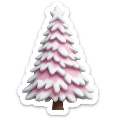 white and pink snowy christmas tree sticker