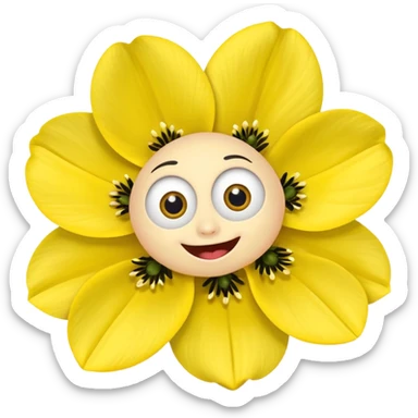 five leaved yellow anemone eyes mouth sticker