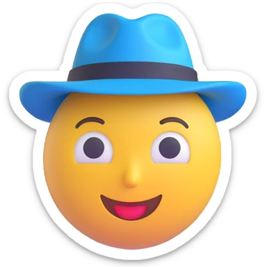 emoji head in blue panama hat sticker