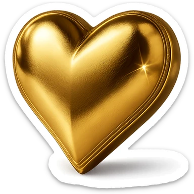 Remove the background, keep the photorealistic gold heart with sparkles and metallic shine, realistic drop shadow, make background transparent. sticker