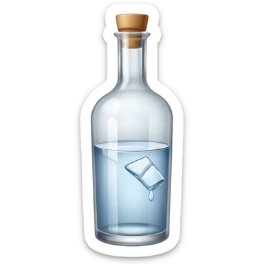 A bottle of vodka emoji in the style of Apple emoji with a handle and a window. sticker